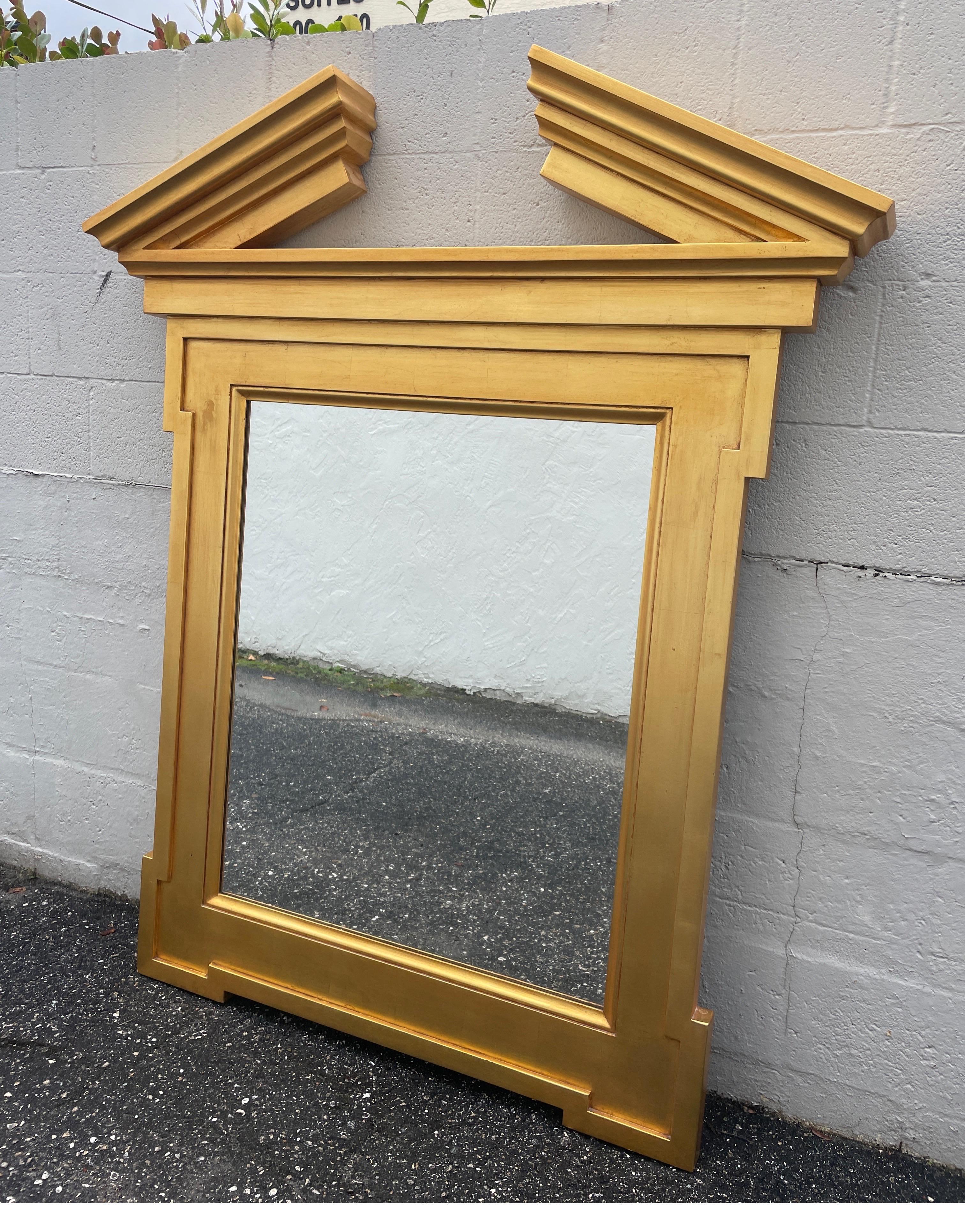 Neoclassical Gilded Broken Pediment Mirror by Donghia For Sale