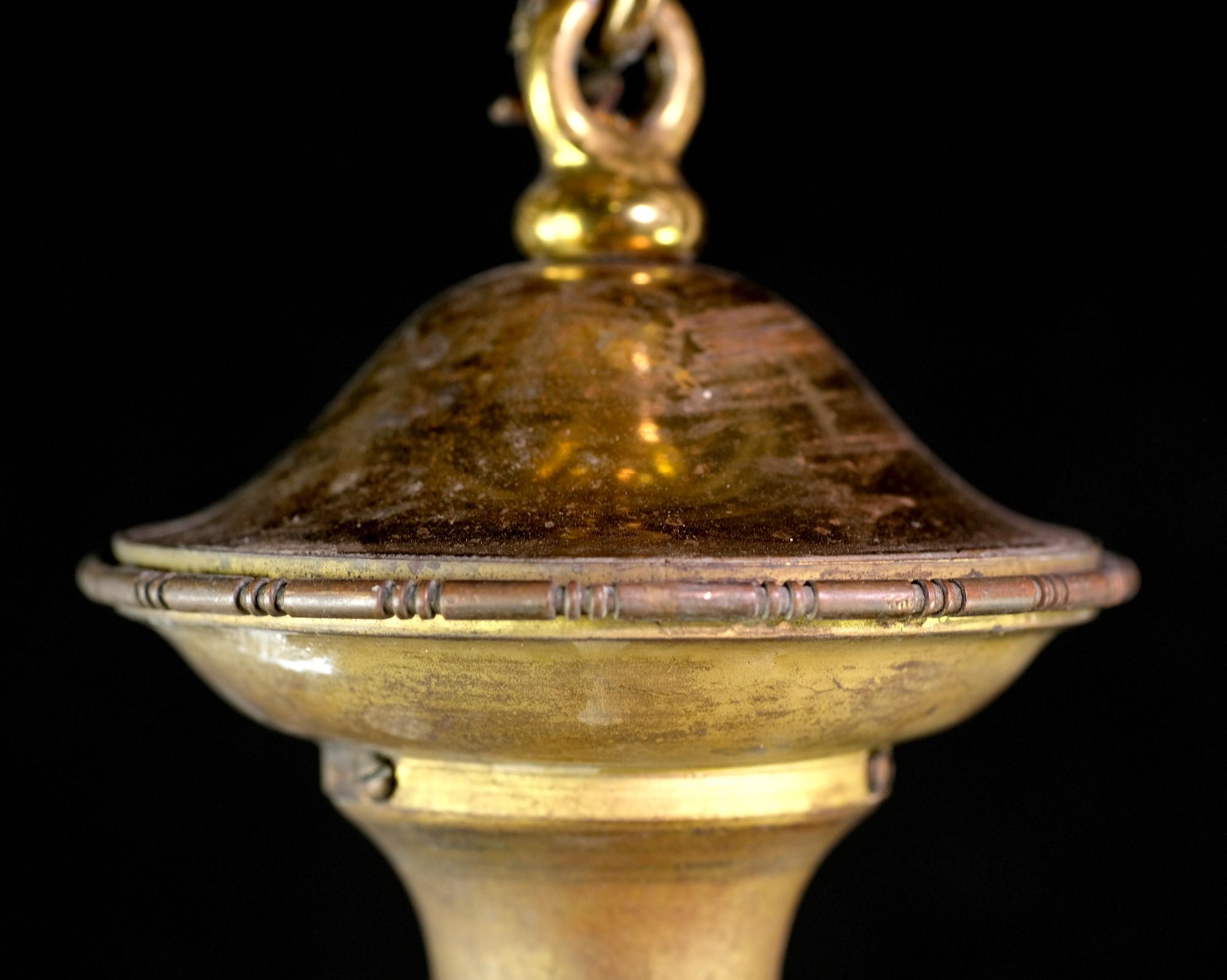 20th Century Gilded Bronze 5-Down Light Chandelier w/ Foliage Details Petite Antique For Sale