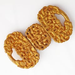 Fibbia da cintura astratta in bronzo dorato di Line Vautrin, anni '60