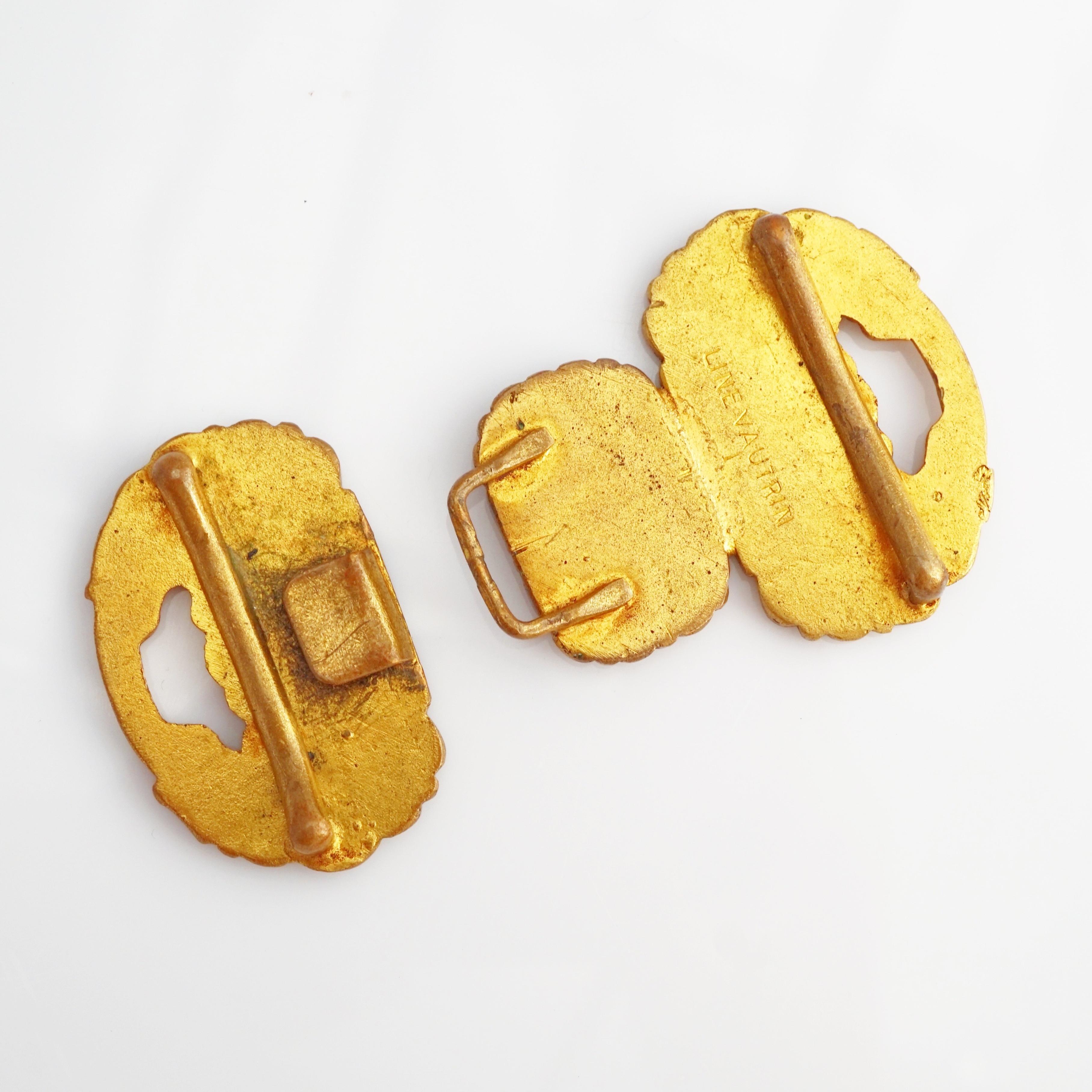 Gilded Bronze Abstract Belt Buckle By Line Vautrin, 1960s In Good Condition For Sale In McKinney, TX