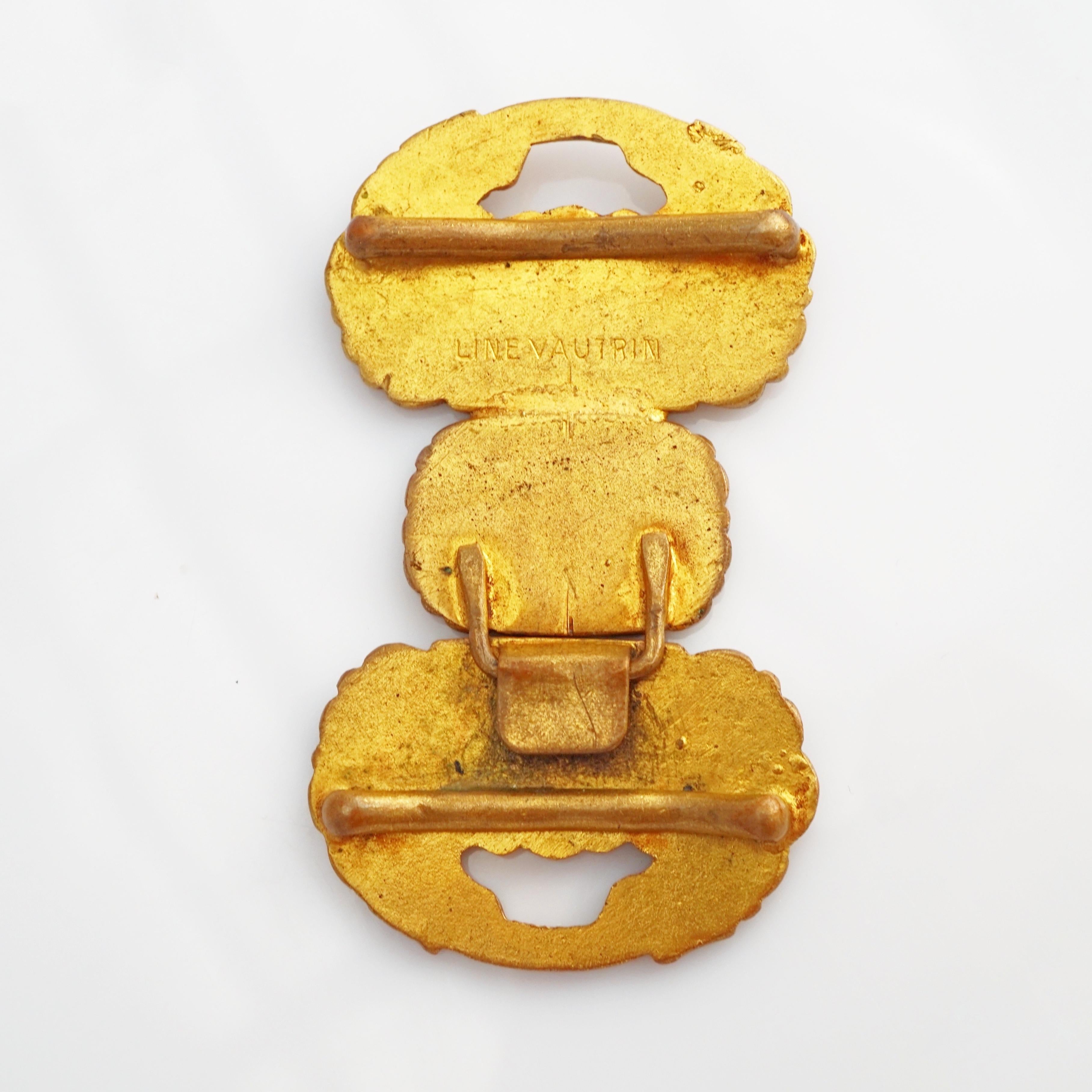 Women's Gilded Bronze Abstract Belt Buckle By Line Vautrin, 1960s For Sale