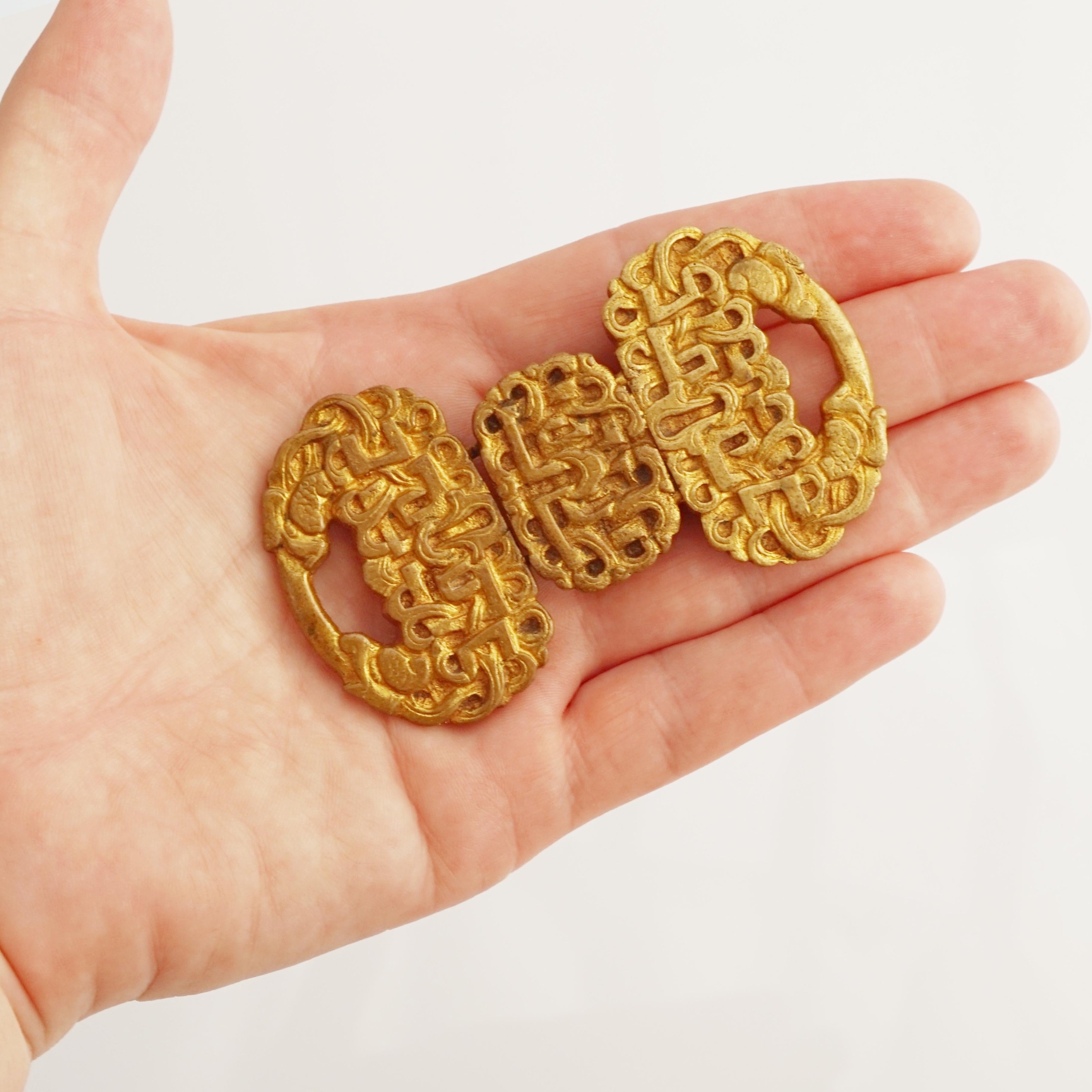 Gilded Bronze Abstract Belt Buckle By Line Vautrin, 1960s For Sale 1