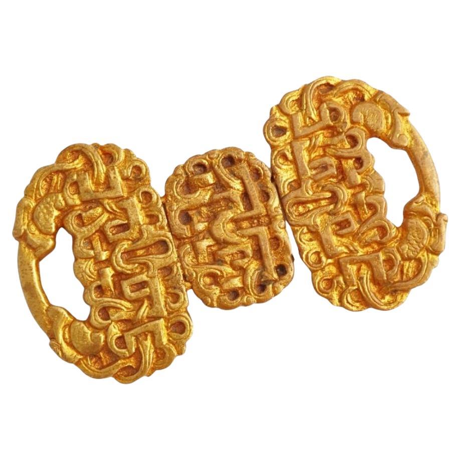 Gilded Bronze Abstract Belt Buckle By Line Vautrin, 1960s For Sale