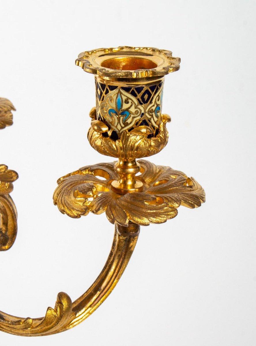 Gilded Bronze and Cloisonné Enamel Set Late XIX Century 4