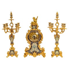 Gilded Bronze and Cloisonné Enamel Set Late XIX Century