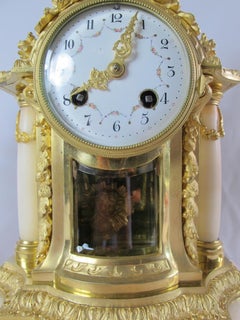 Gilded Bronze and Marble Clock Set Napoleon III