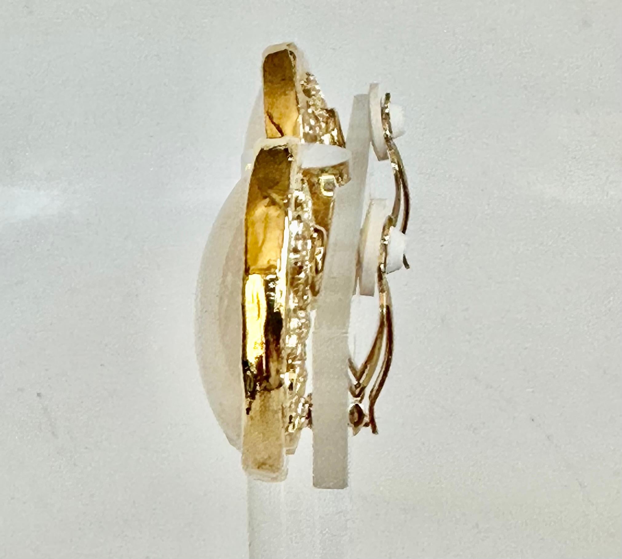 Boucles d'oreilles clips en bronze doré et cristal de roche en vente 2