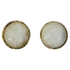 Boucles d'oreilles clips en bronze doré et cristal de roche