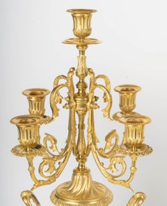 Gilded Bronze and Sèvres Porcelain Mantel Set, 19th Century, Napoleon III Period