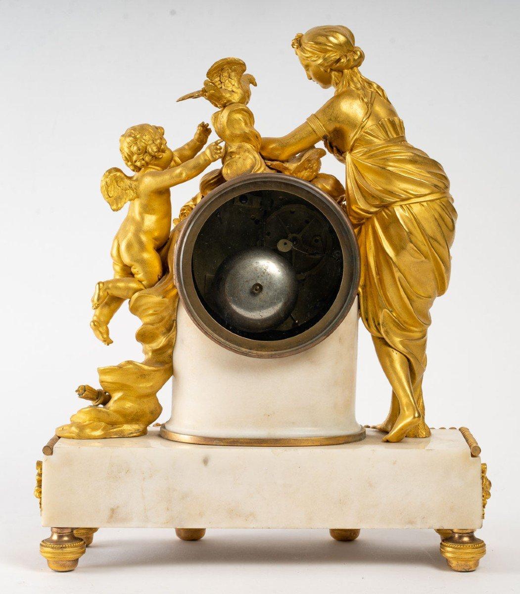 18th Century and Earlier Gilded Bronze and White Marble Clock