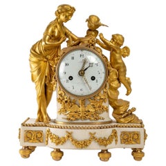 Gilded Bronze and White Marble Clock