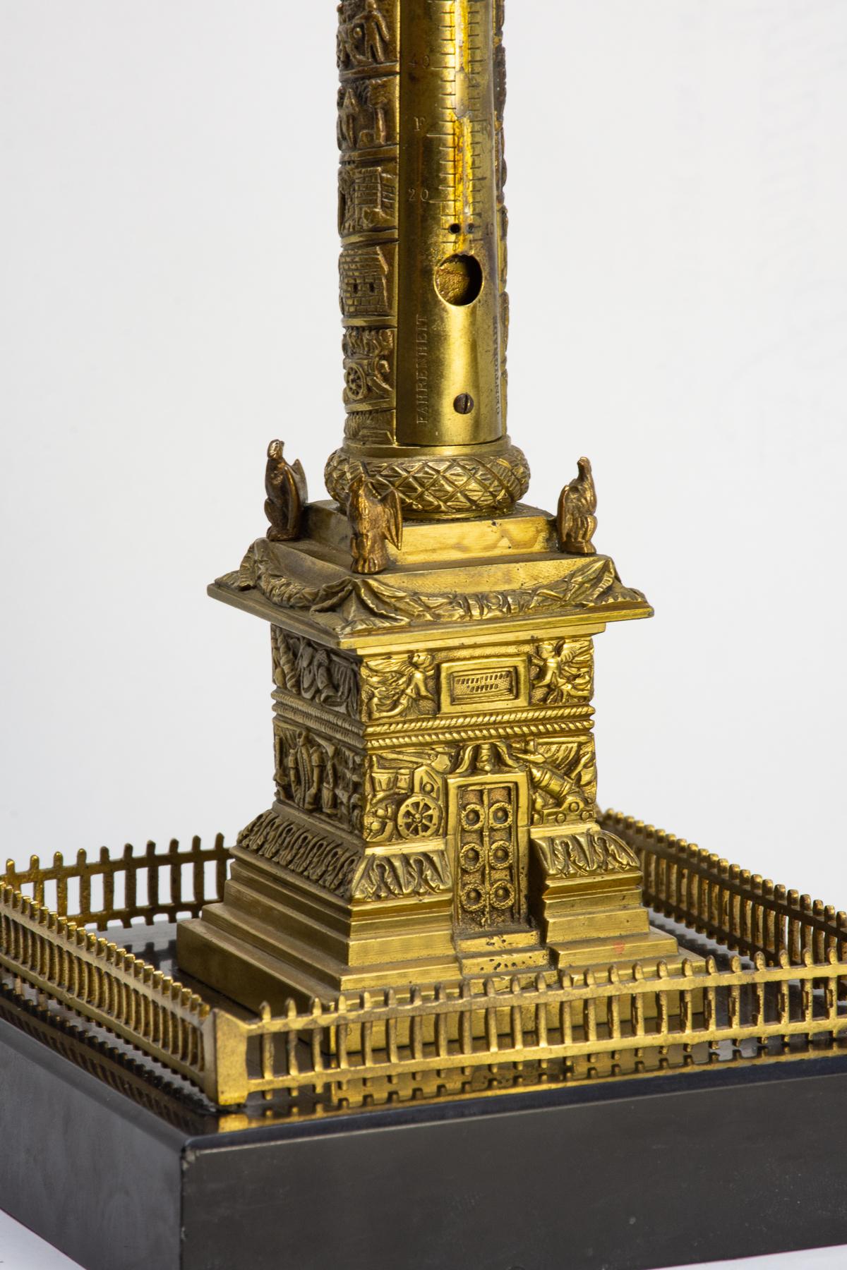 Carved Gilded Bronze Architectural Model of the Vendome Column, Paris, circa 1850 For Sale
