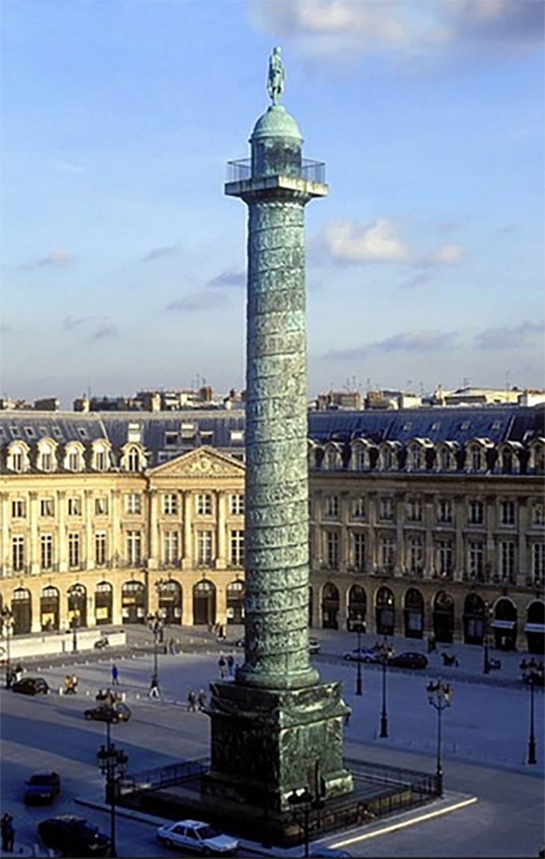 19th Century Gilded Bronze Architectural Model of the Vendome Column, Paris, circa 1850 For Sale