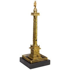 Antique Gilded Bronze Architectural Model of the Vendome Column, Paris, circa 1850