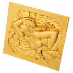 Gilded Bronze Art Deco Plaque by Edouard Fraisse France, 1930 Car Elegance Award