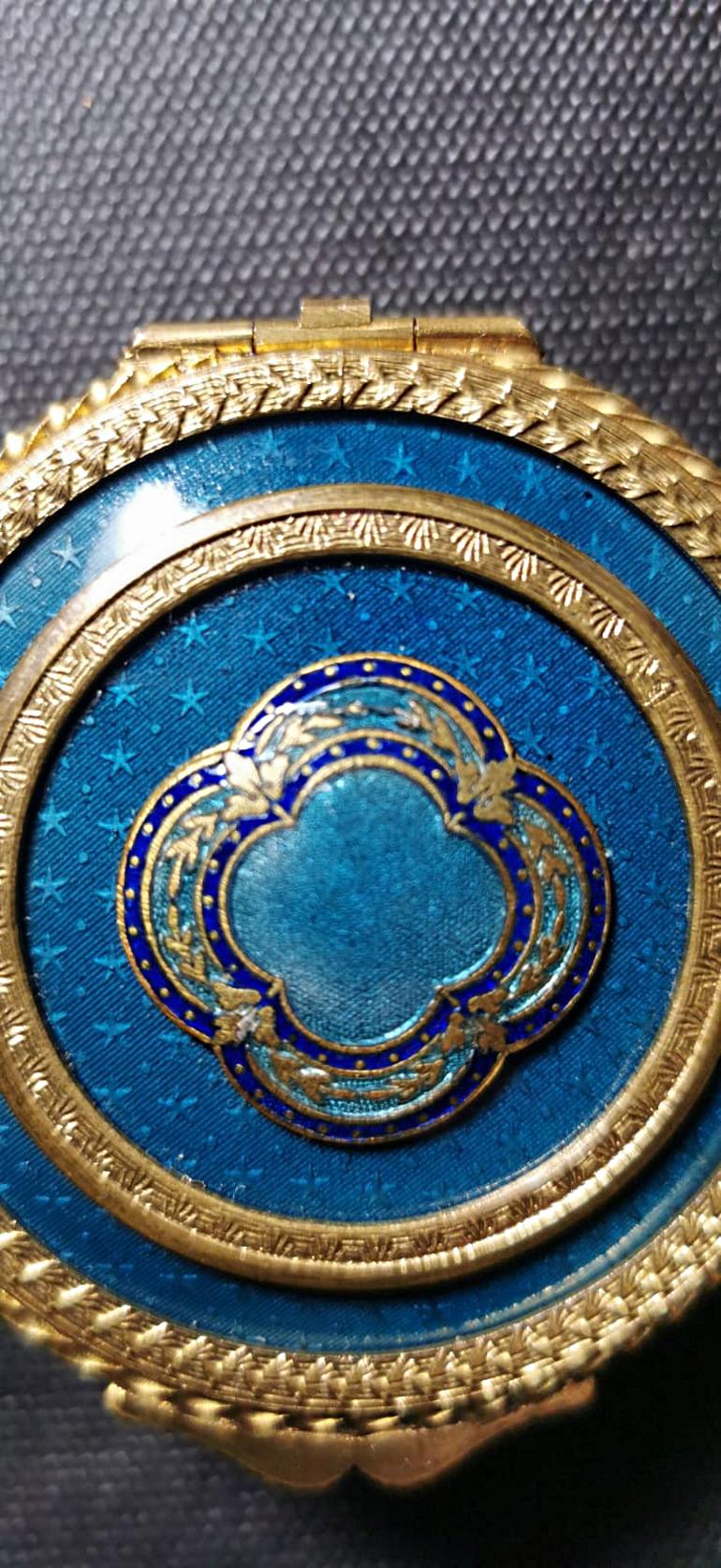 Champlevé Gilded Bronze Box Enamel Blue, France, 1880