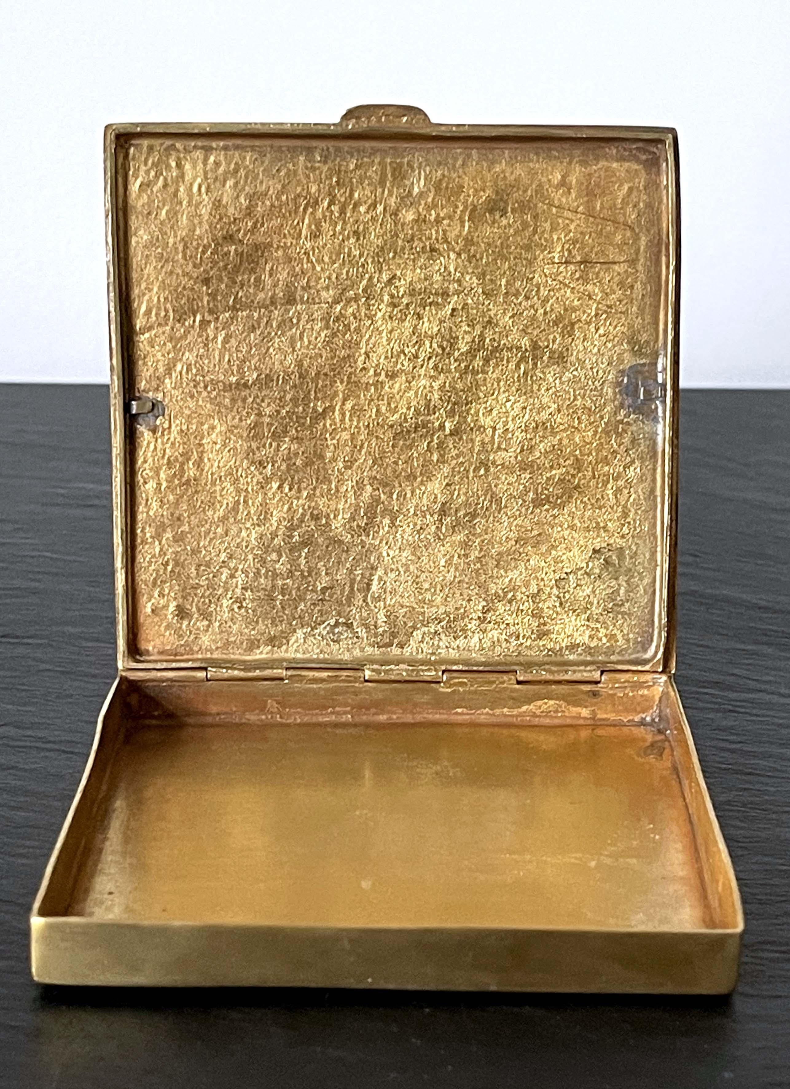 Gilded Bronze Box with Poem by French Art Jeweler Line Vautrin For Sale 1
