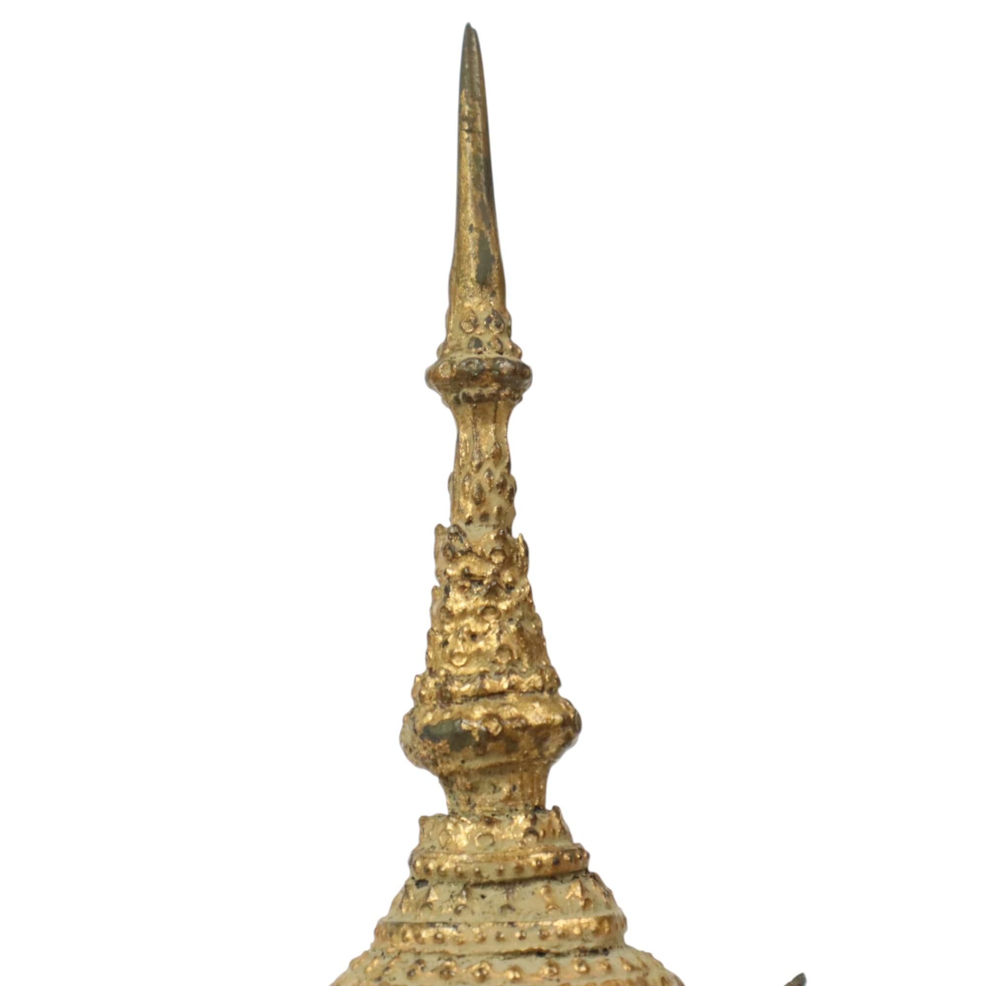 Gilded Bronze Buddha on Wooden Base Thailand Circa 1900 For Sale 6