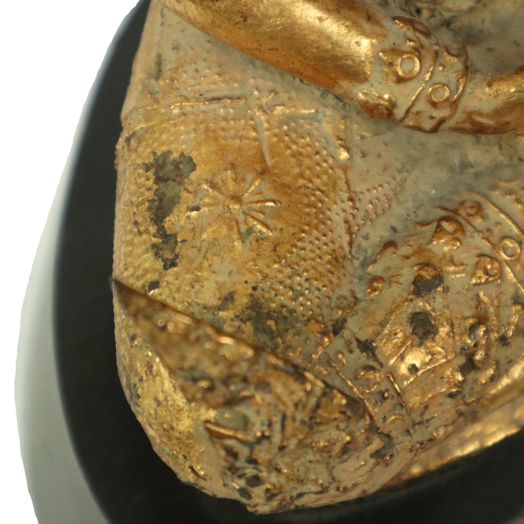 Gilded Bronze Buddha on Wooden Base Thailand Circa 1900 For Sale 7