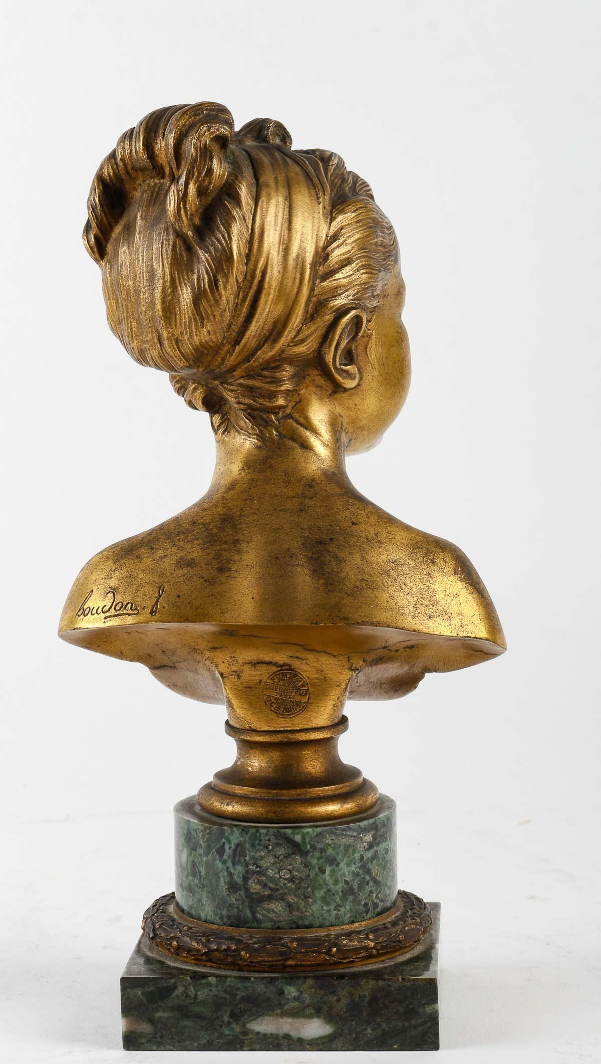 French Gilded Bronze Bust of Louise Brongniart by Houdon. For Sale