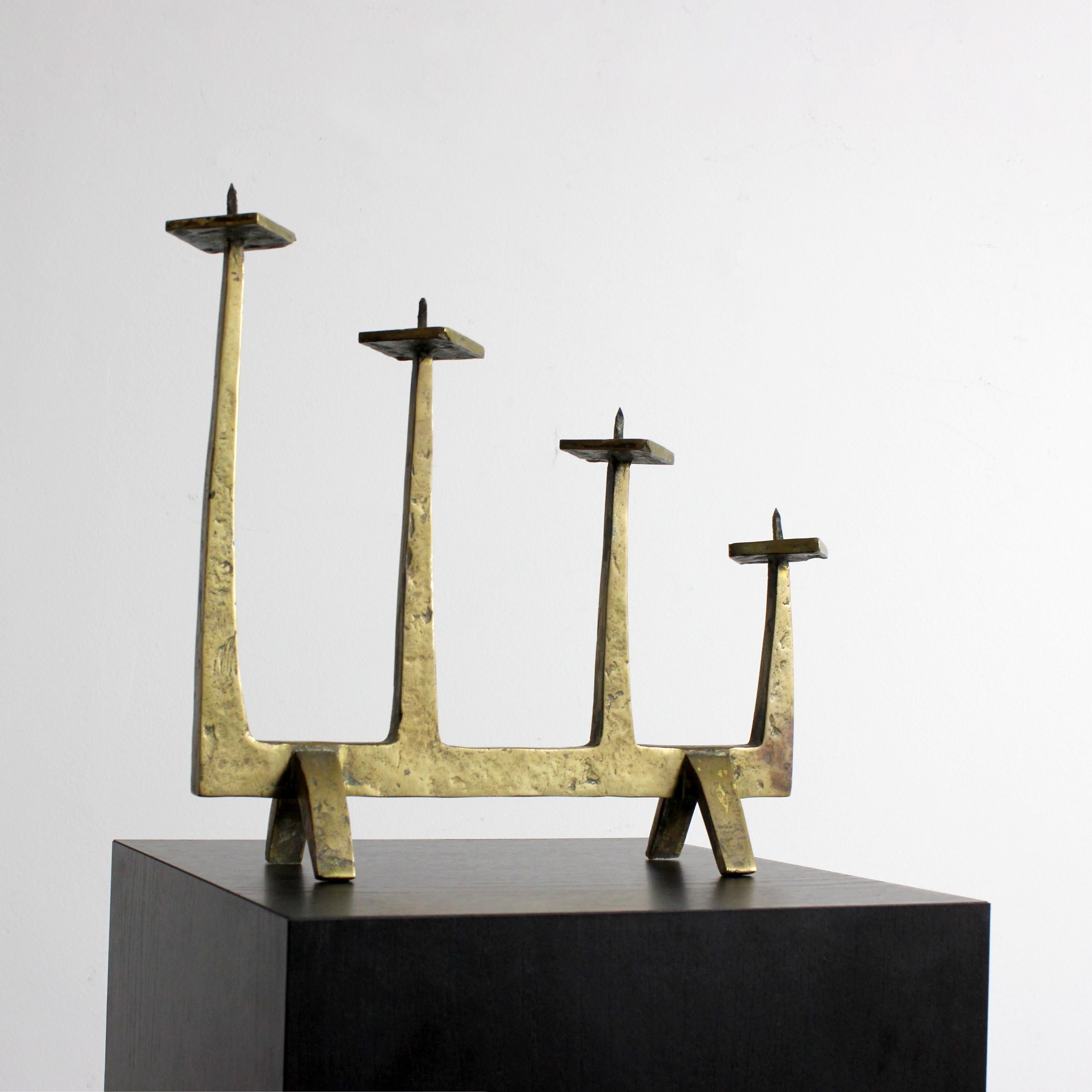 Gilded bronze candelabra - Atr. Felix Agostini - c. 1960 - France Measurements: In Good Condition For Sale In Madrid, España