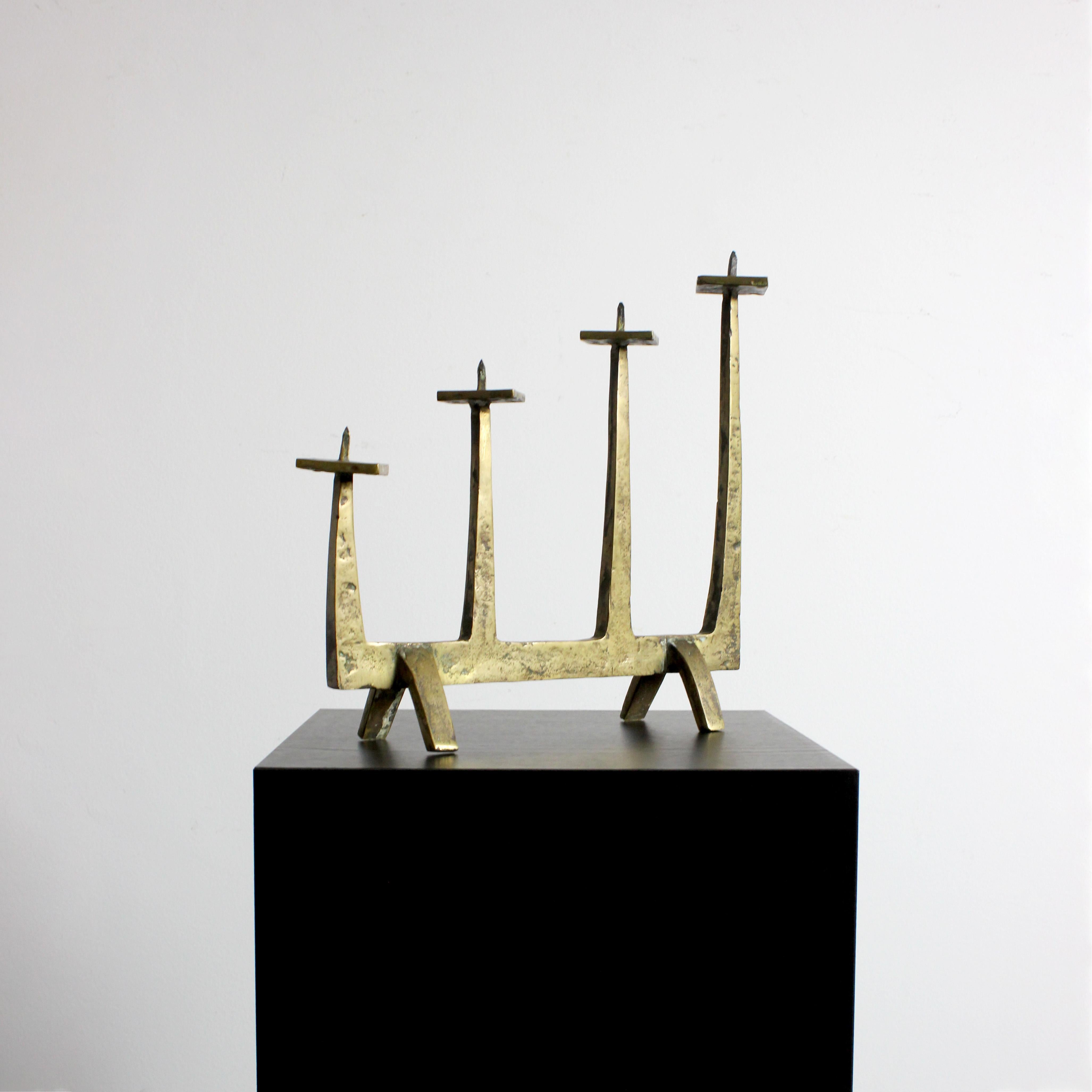 Mid-20th Century Gilded bronze candelabra - Atr. Felix Agostini - c. 1960 - France Measurements: For Sale