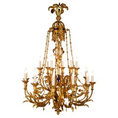 Gilded Bronze Chandelier with Eagle Heads Attr. to L.A. Marquis, France, C 1839