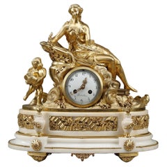 Antique Gilded Bronze Clock "Venus and Cupid" in the Louis XVI Style