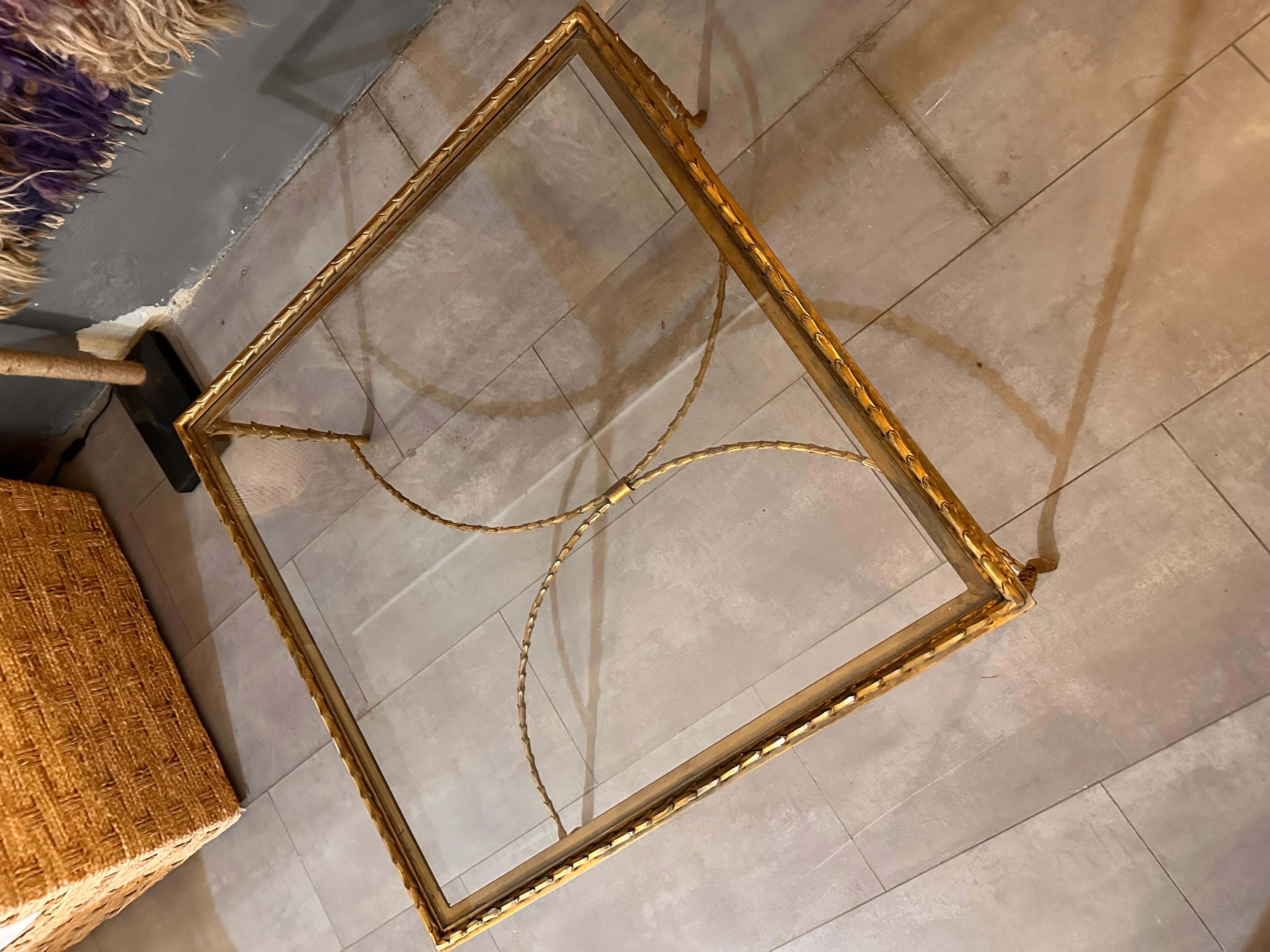 Gilded bronze coffee table by Maison Baguès circa 1970 In Good Condition In Isle Sur Sorgue, FR