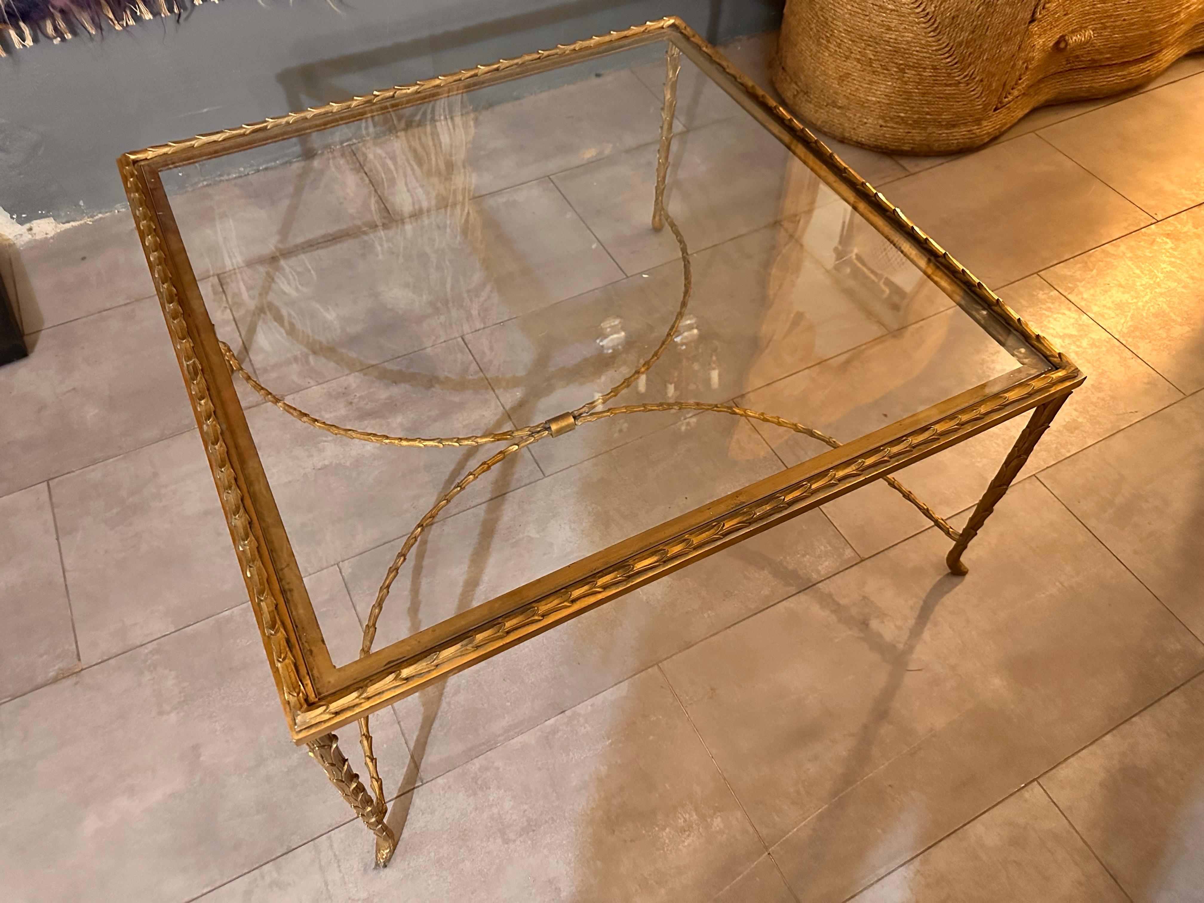 Gilded bronze coffee table by Maison Baguès circa 1970 4