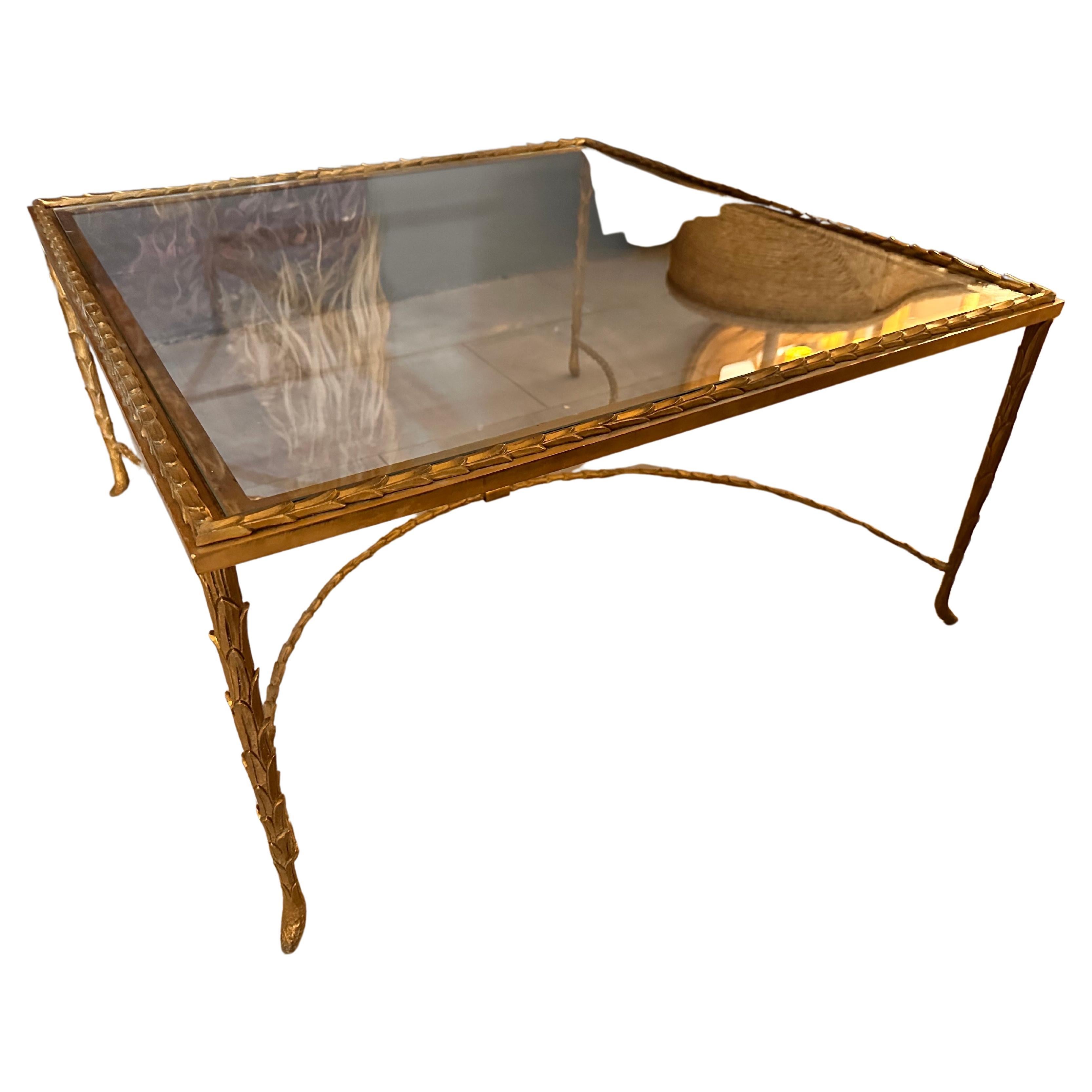 Gilded bronze coffee table by Maison Baguès circa 1970