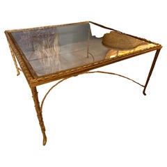 Gilded bronze coffee table by Maison Baguès circa 1970