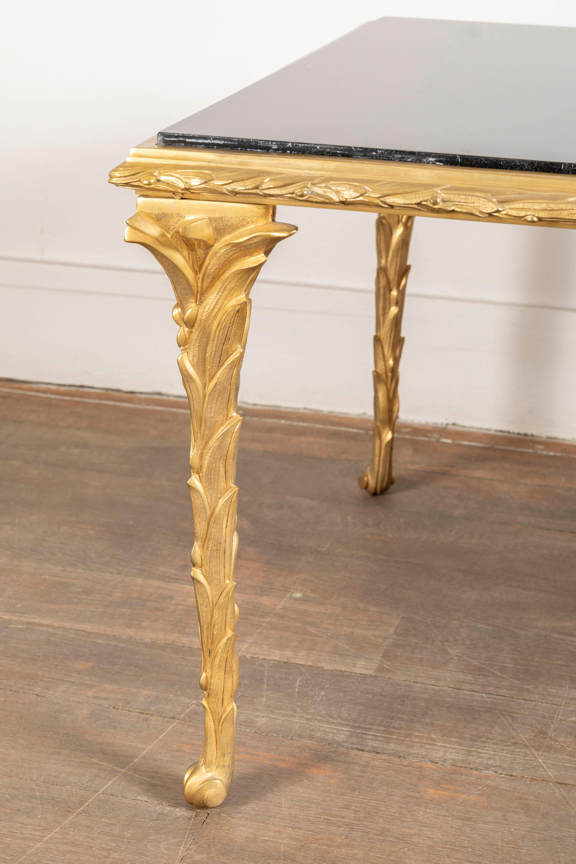 French Gilded Bronze Coffee Table by Maison Baguès