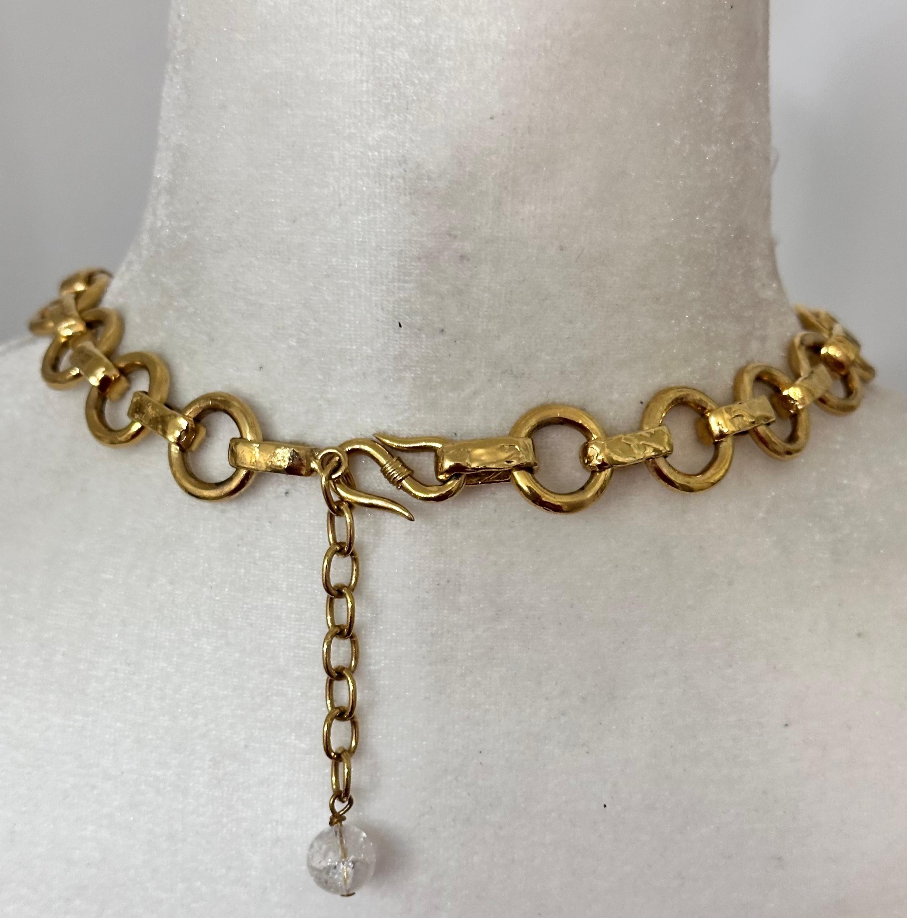 Artista Girocollo a doppio anello in bronzo dorato in vendita