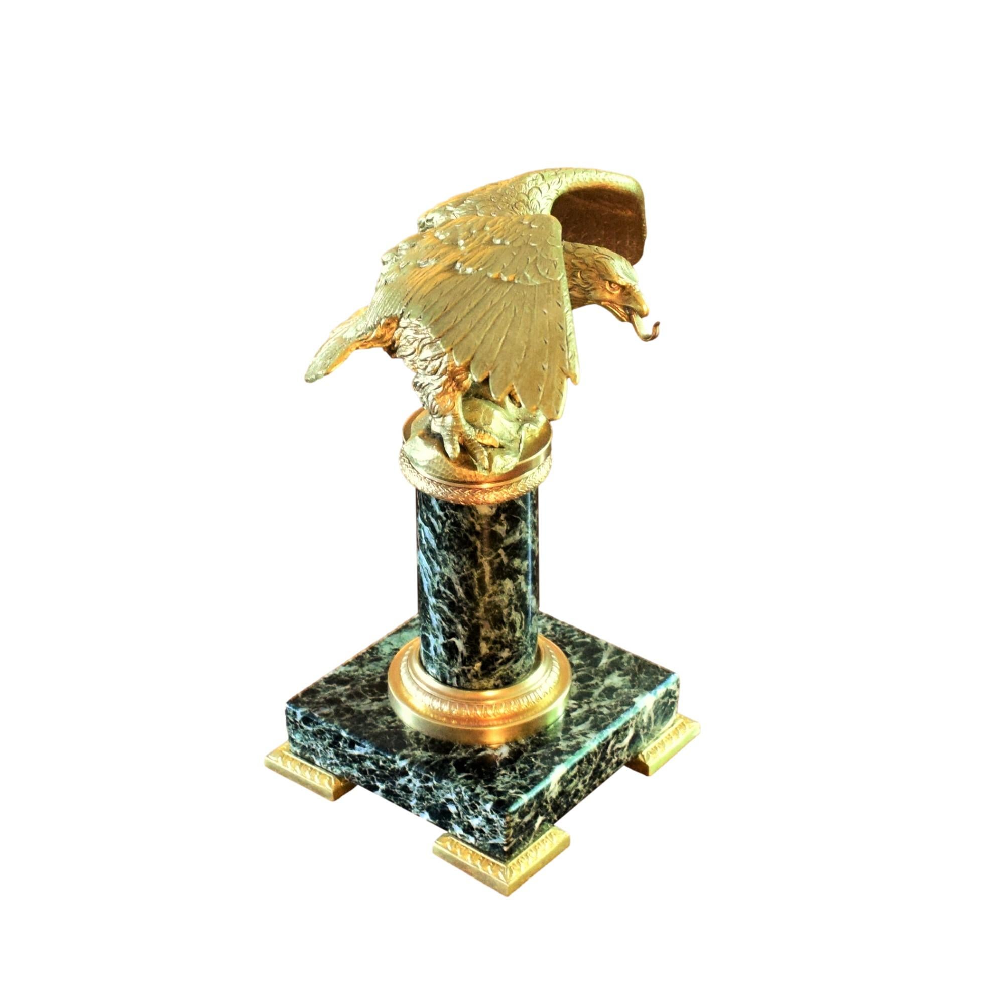 Gilded Bronze Eagle Topped French Empire Watch Holder In Good Condition In Wilmington, DE