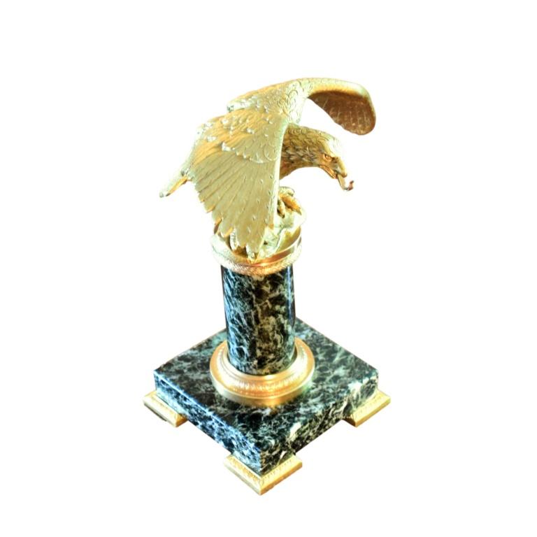 Marble Gilded Bronze Eagle Topped French Empire Watch Holder
