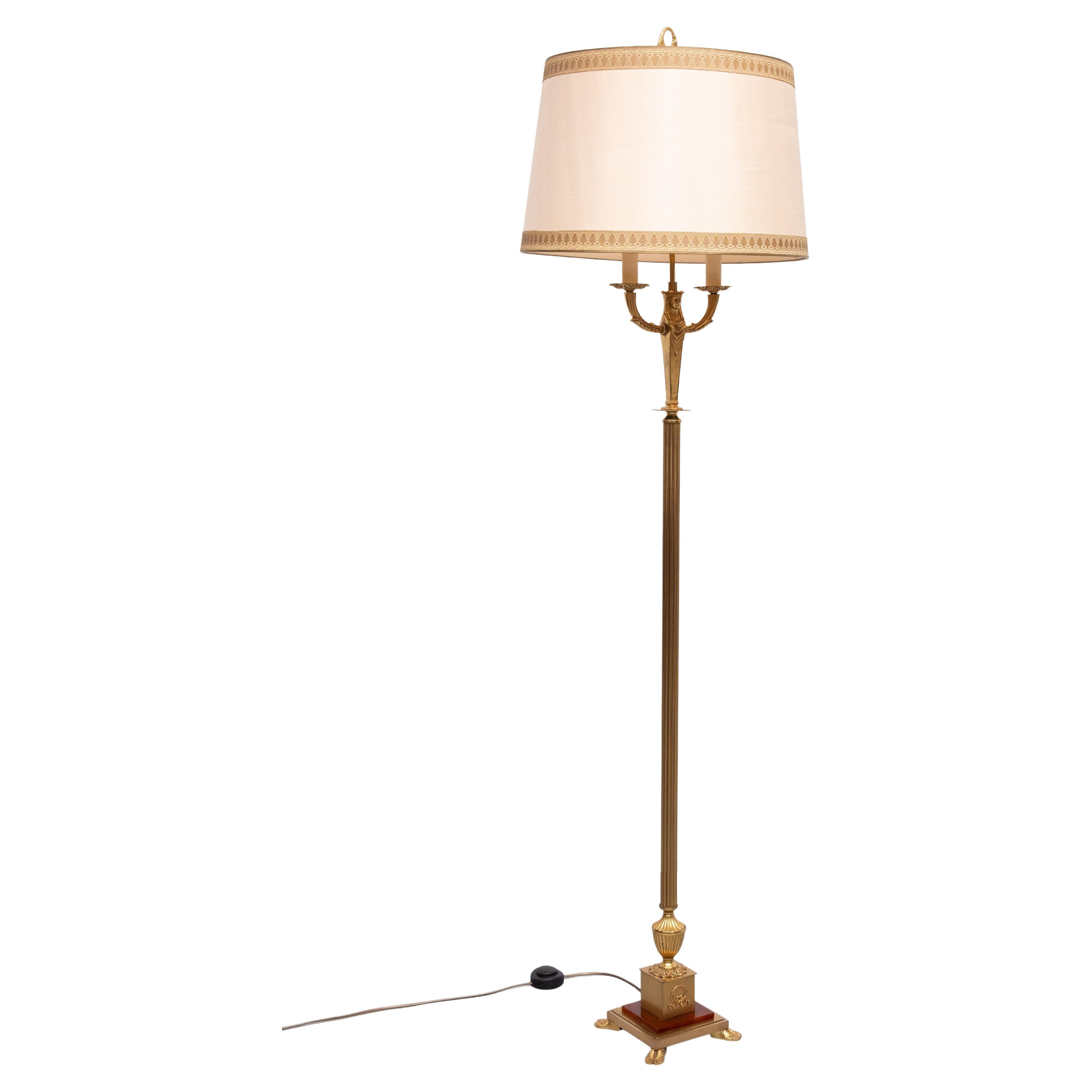 Gilded Bronze Empire Floor lamp  France 1950s