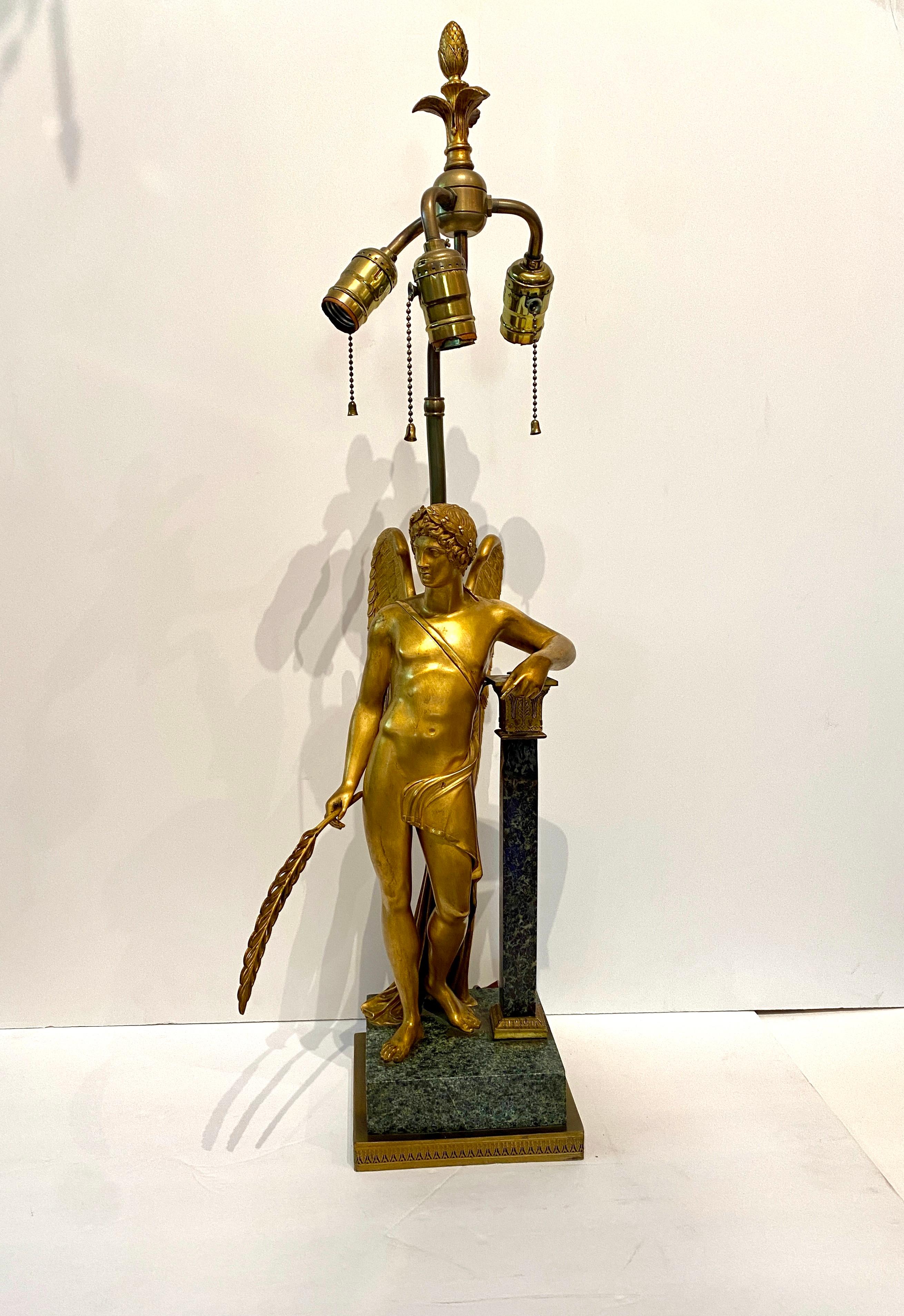 Gilt Gilded Bronze Figural Lamp For Sale