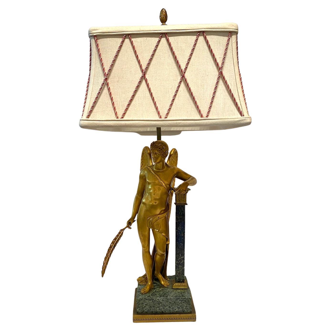 Gilded Bronze Figural Lamp For Sale