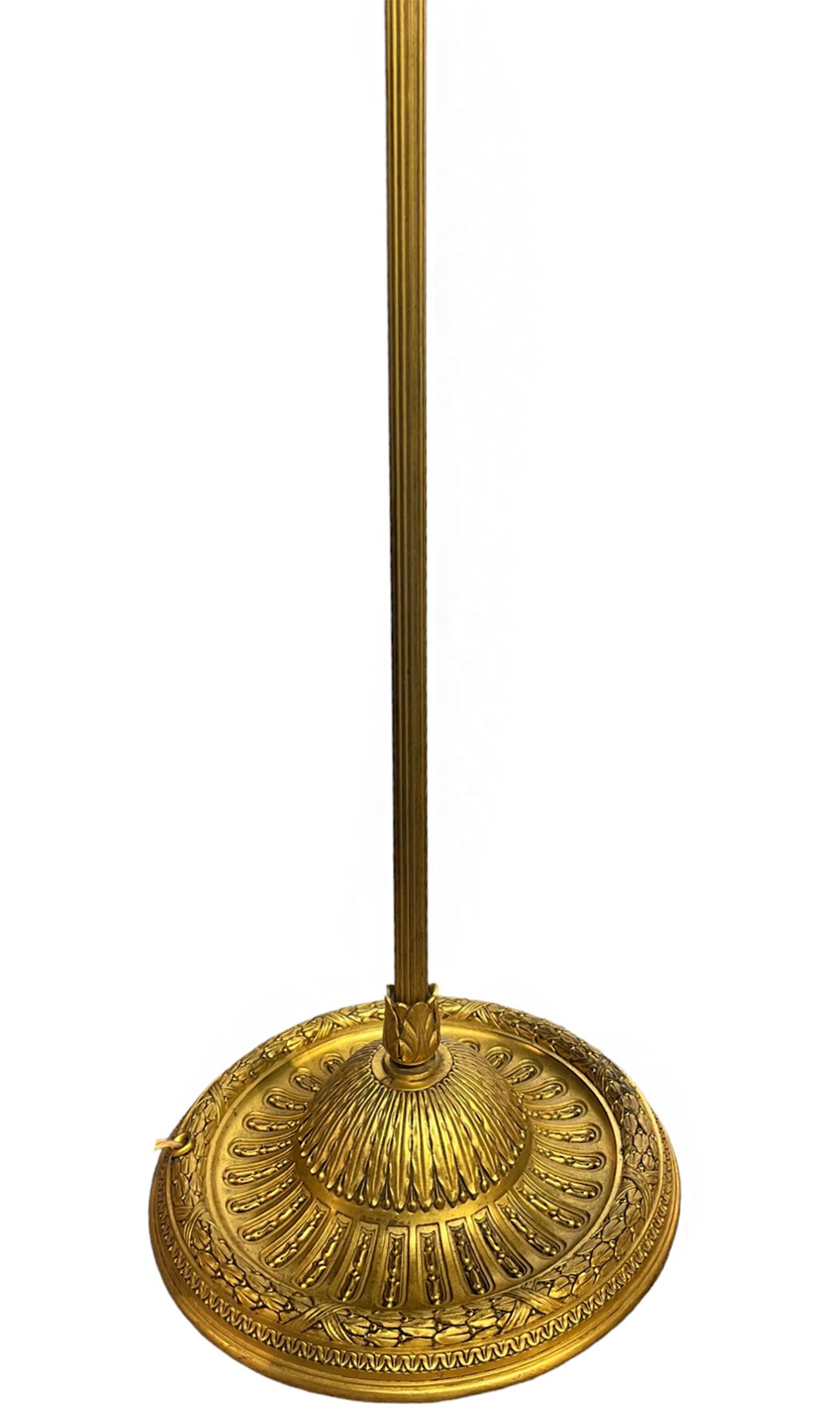 Empire Gilded Bronze Floor Lamp by Edward F. Caldwell & Co For Sale