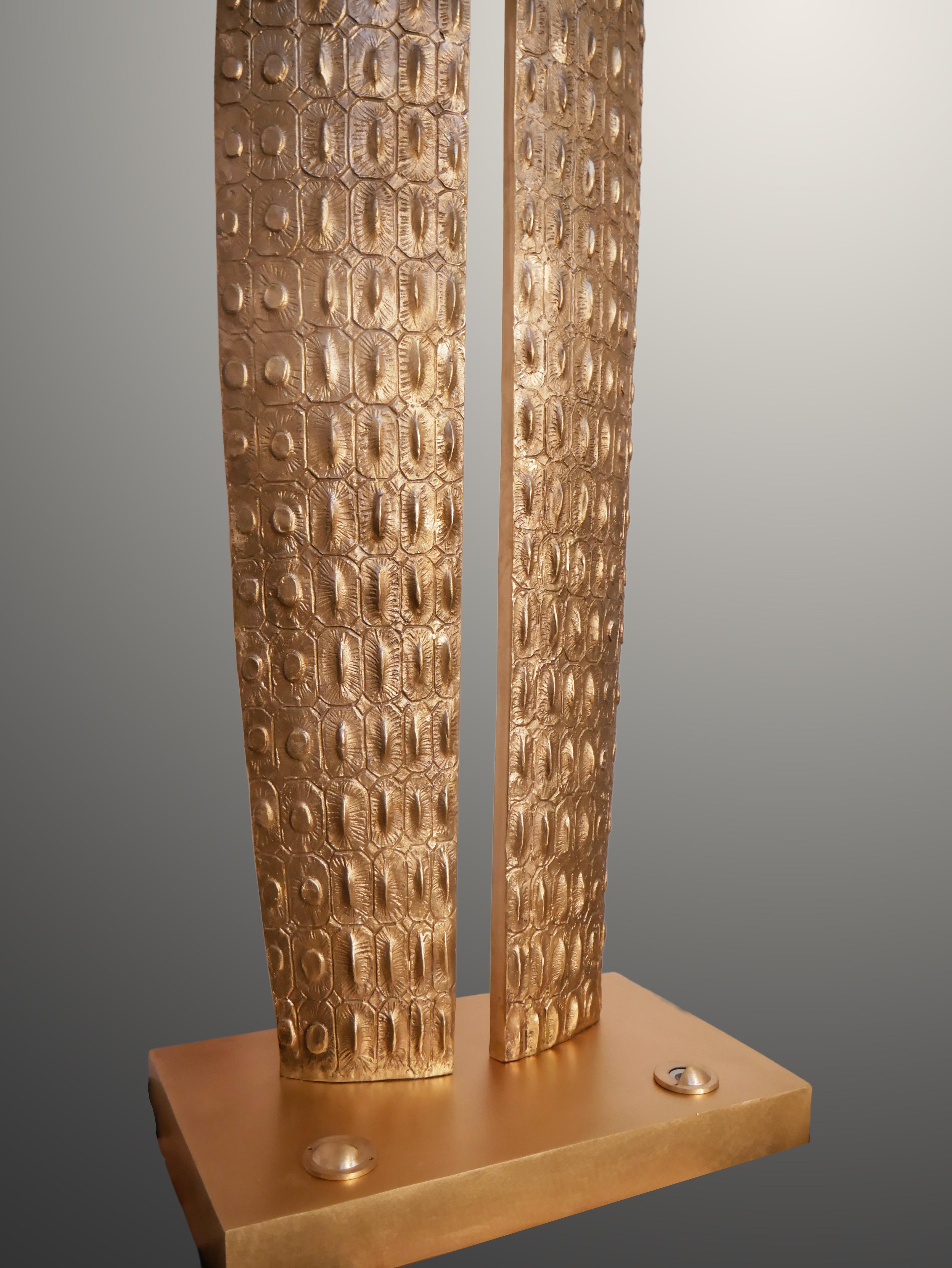 Gilded bronze floor lamp designer Patrick LAROCHE In New Condition For Sale In PARIS, FR