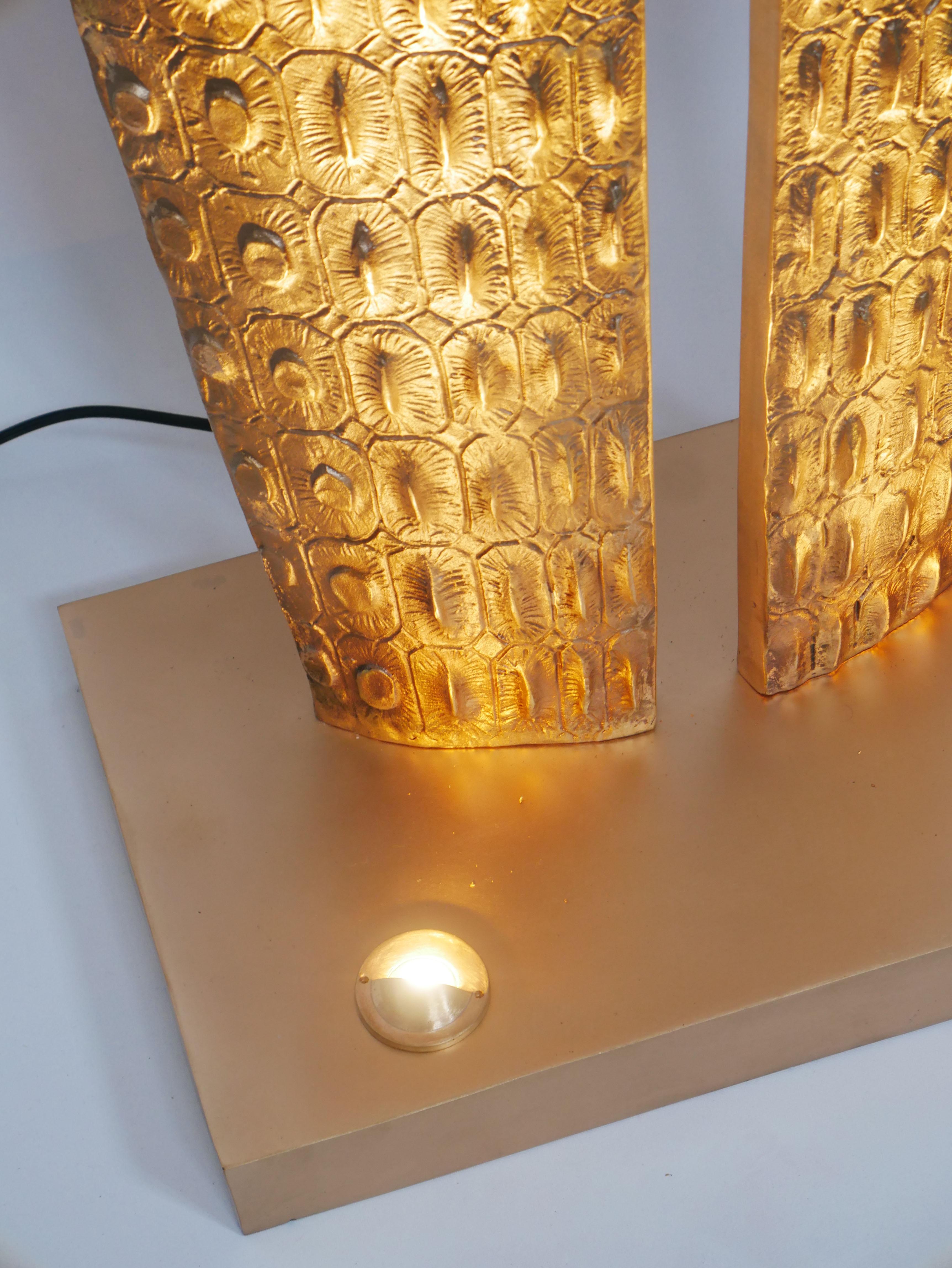 Contemporary Gilded bronze floor lamp designer Patrick LAROCHE For Sale