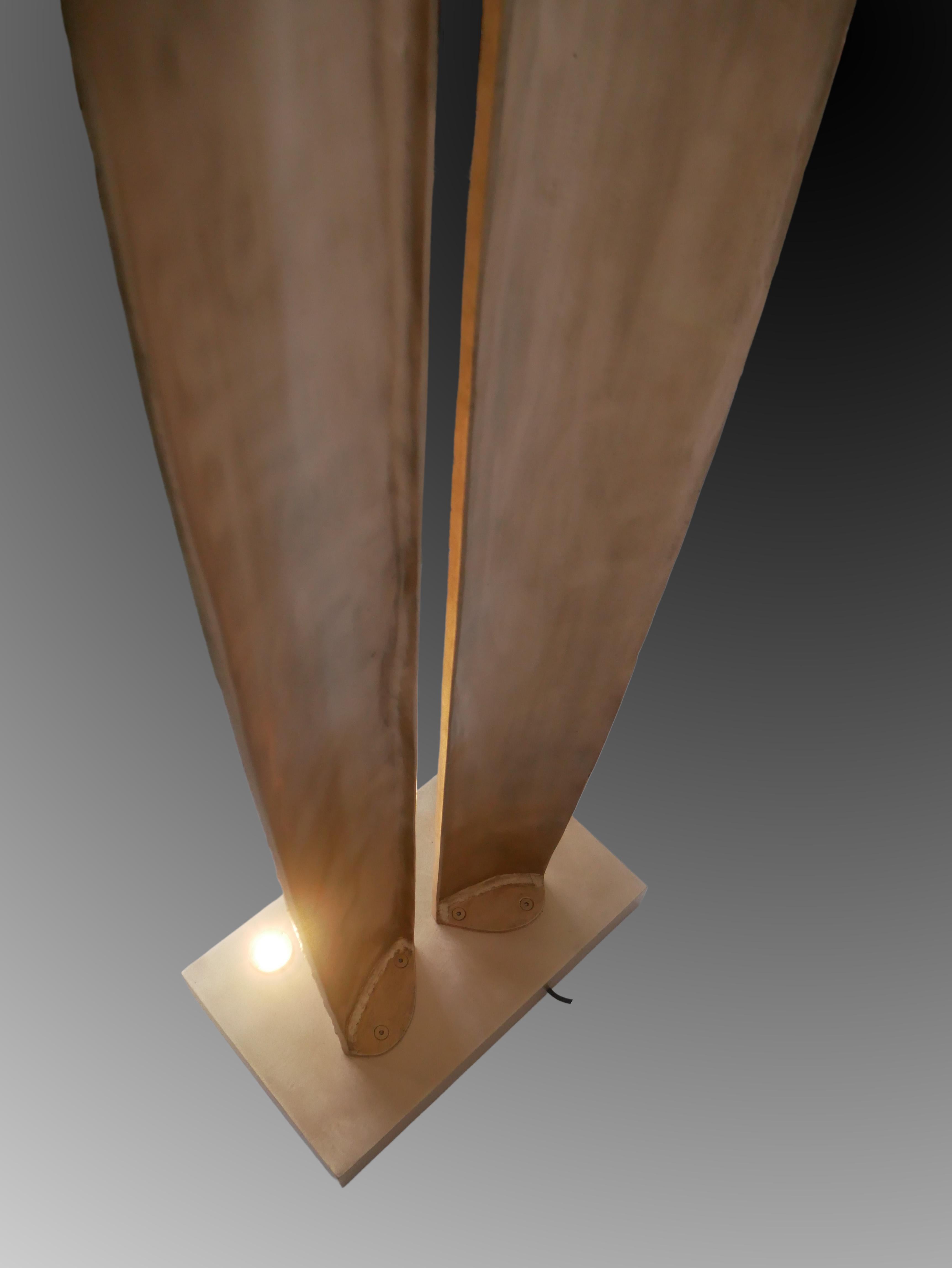 Bronzed Gilded bronze floor lamp designer Patrick LAROCHE For Sale
