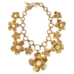 Gilded Bronze Flower Charms with Mother of Pearl and Rock Crystal  Unique Piece.