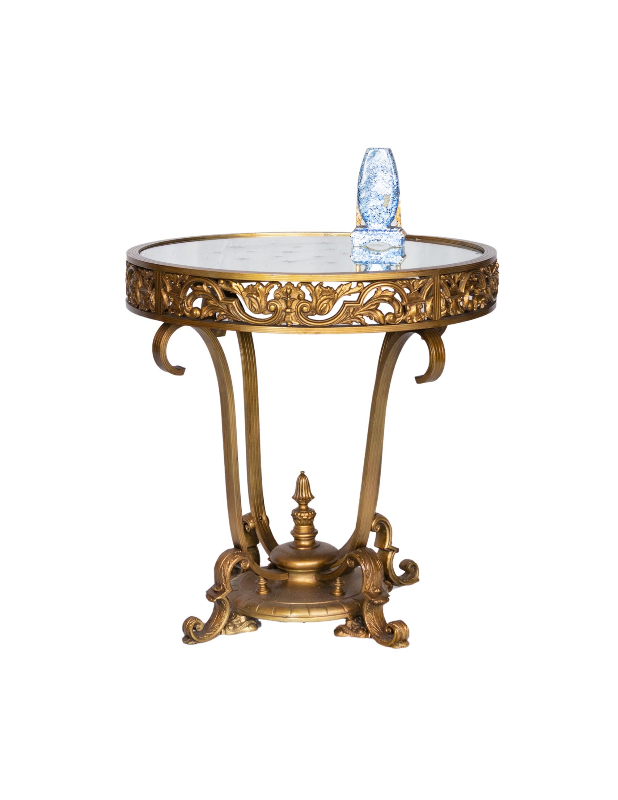 French Gilded Bronze Glass Table Louis XV, (20th Century ) For Sale