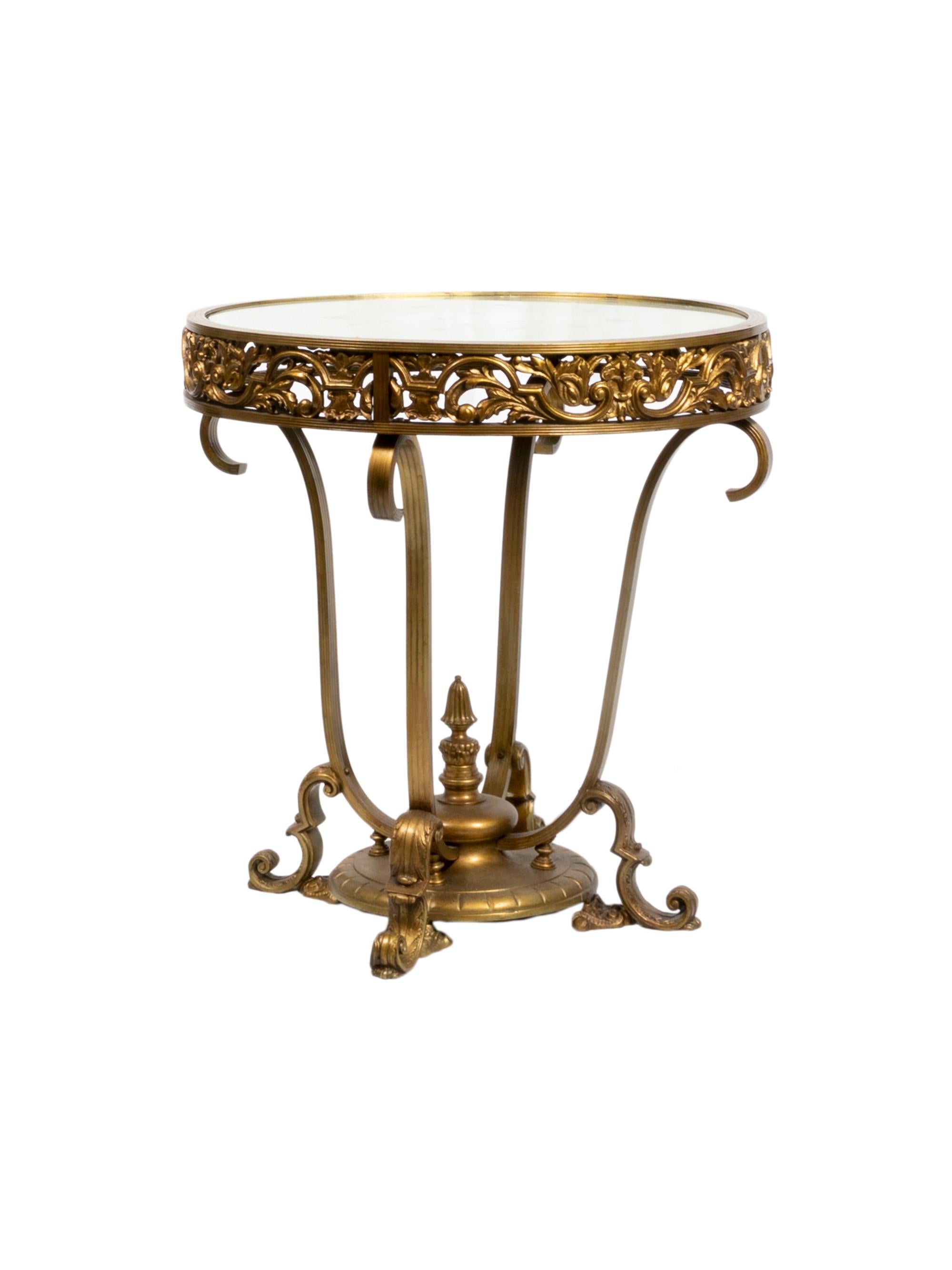 Mid-20th Century Gilded Bronze Glass Table Louis XV, (20th Century ) For Sale