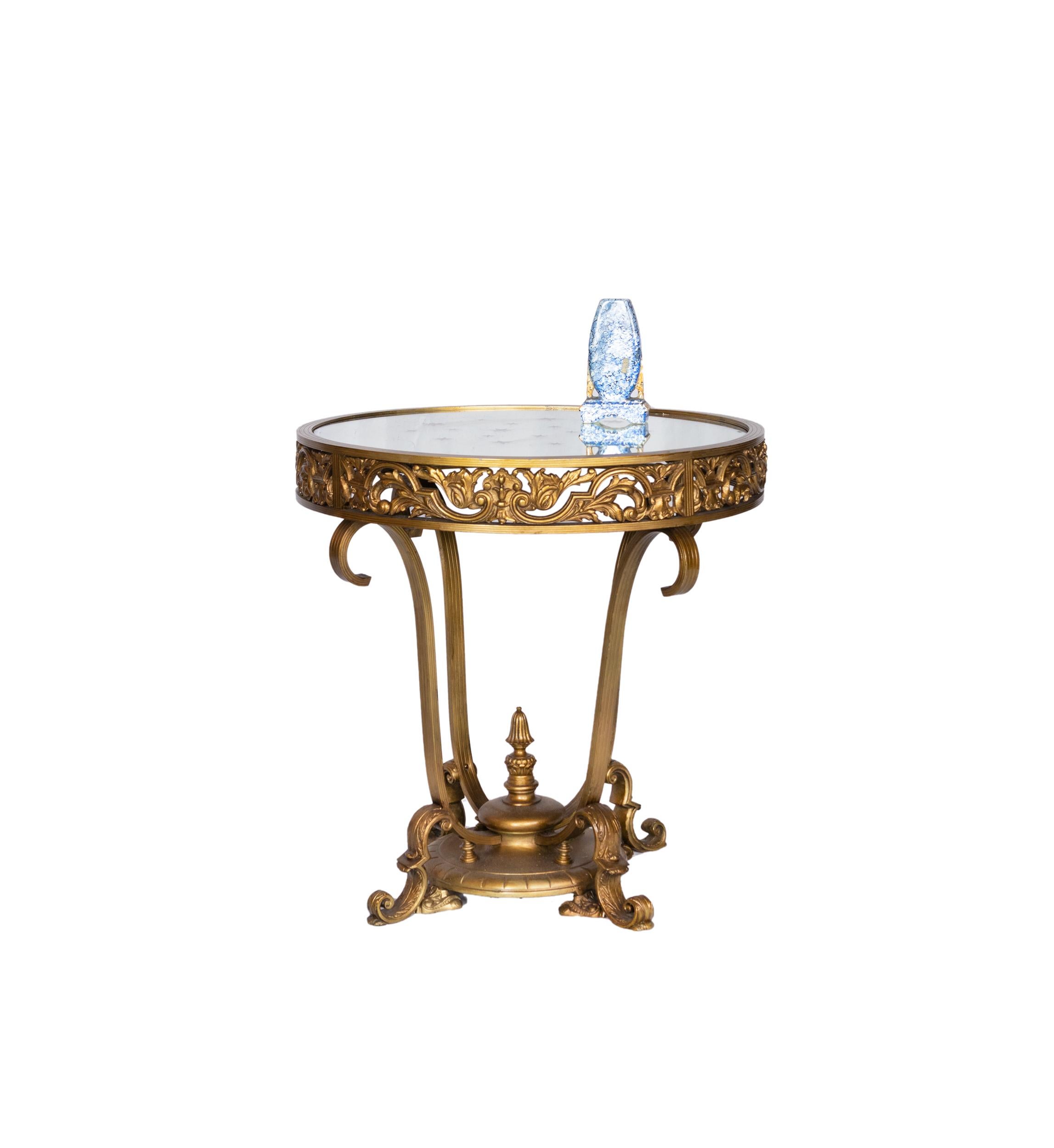 Mid-20th Century Gilded bronze glass table Louis XV Inspired, 20th Century  For Sale