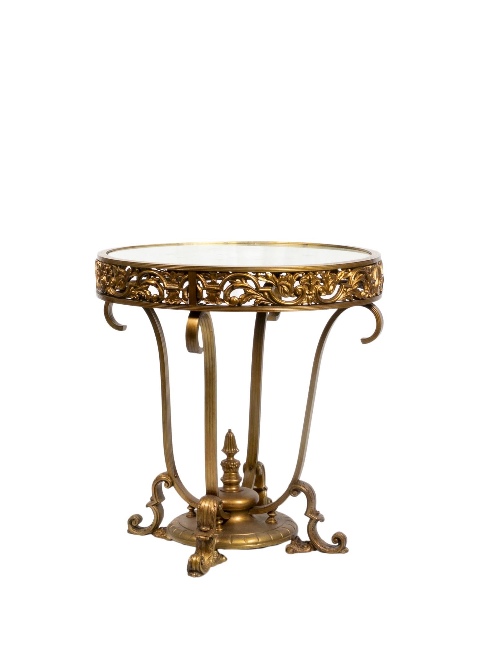 Brass Gilded bronze glass table Louis XV Inspired, 20th Century  For Sale