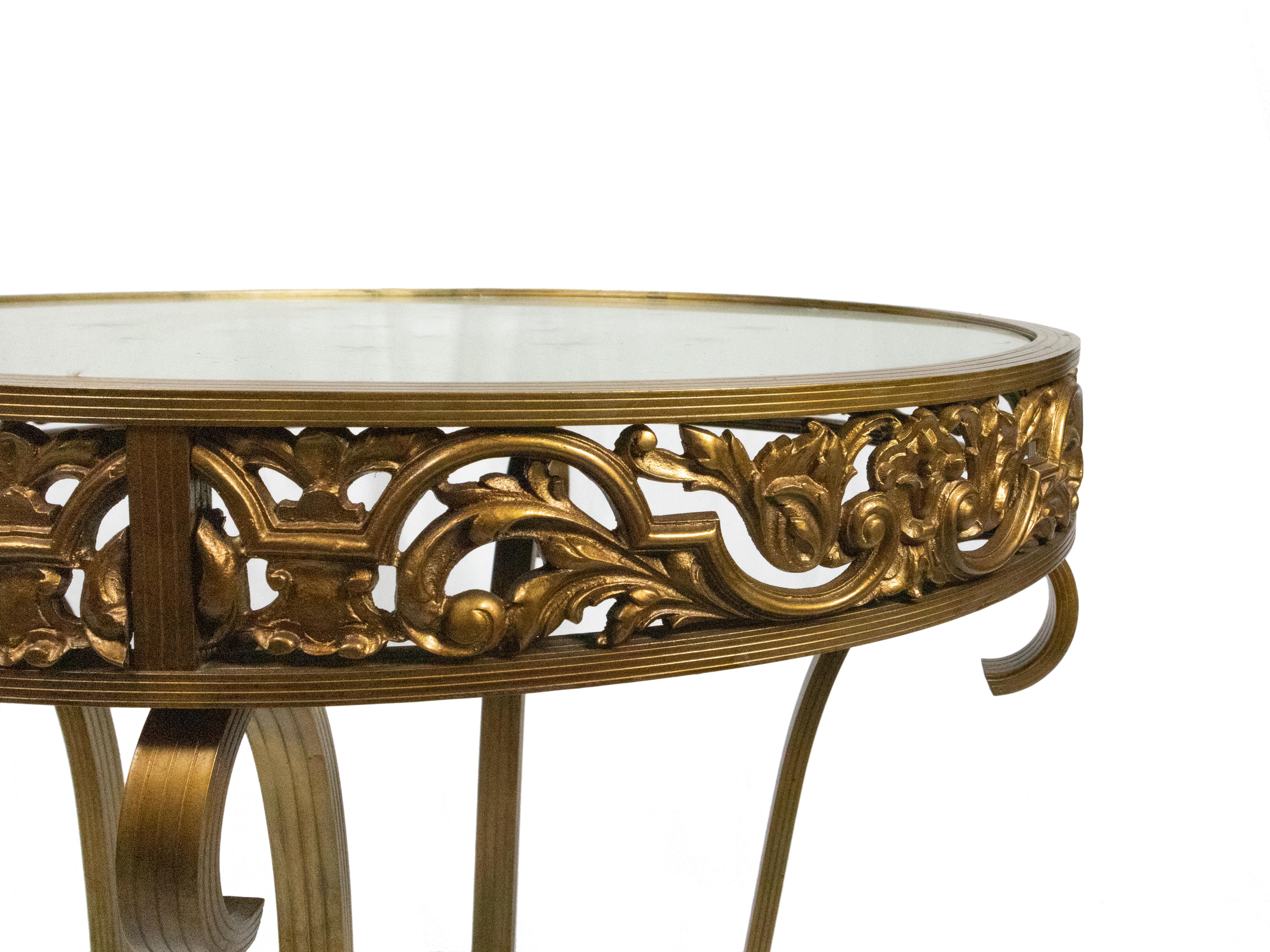 Gilded bronze glass table Louis XV Inspired, 20th Century  For Sale 3