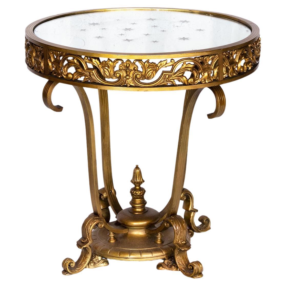 Gilded bronze glass table Louis XV Inspired, 20th Century  For Sale